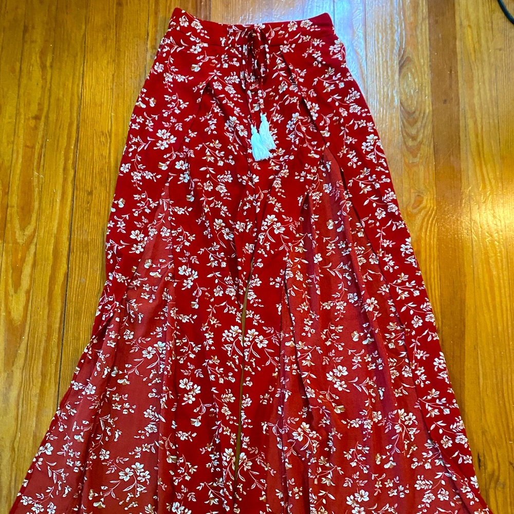 Summer floral slit pants